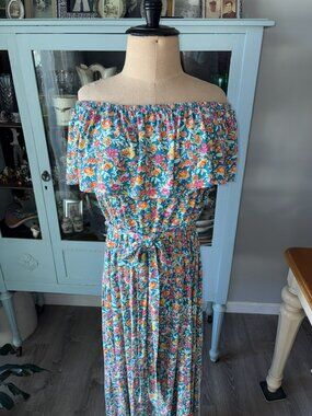 Lane Bryant Maxi Dress Sz 14/16 Convertible 4-way floral ruffle front maxi dress